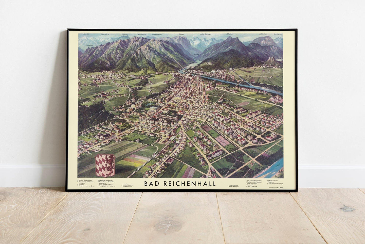 Historisches Plakat mit Stadtplan Bad Reichenhall